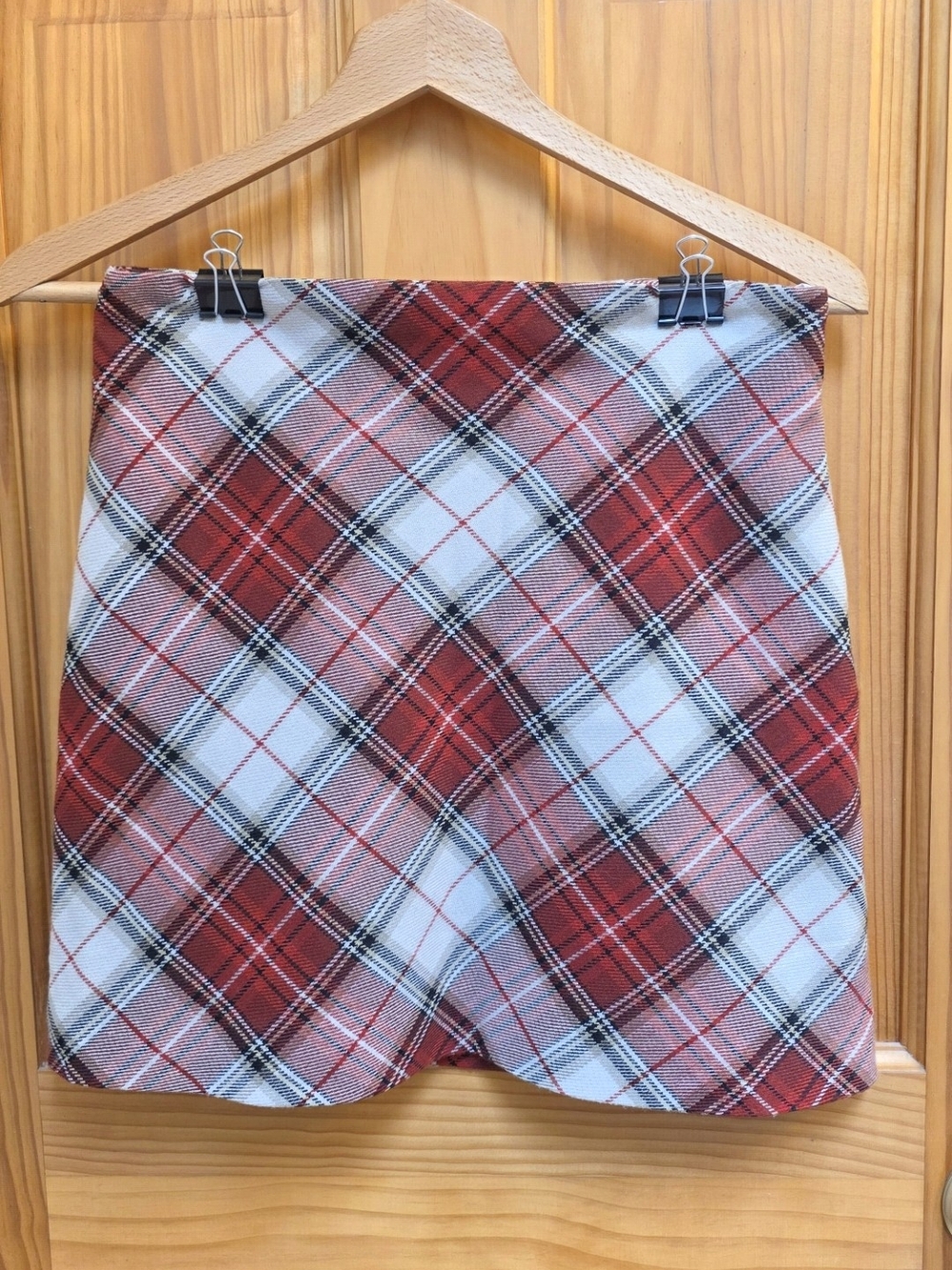 H&M Red Plaid Mini Skirt